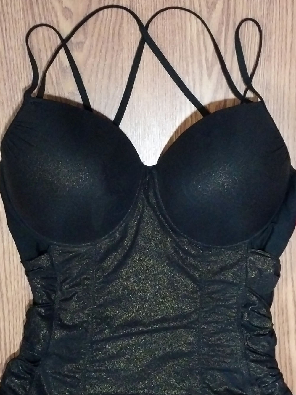 Spanx One Piece Swimsuit Size 14 Black Gold Slimming Swimsuit